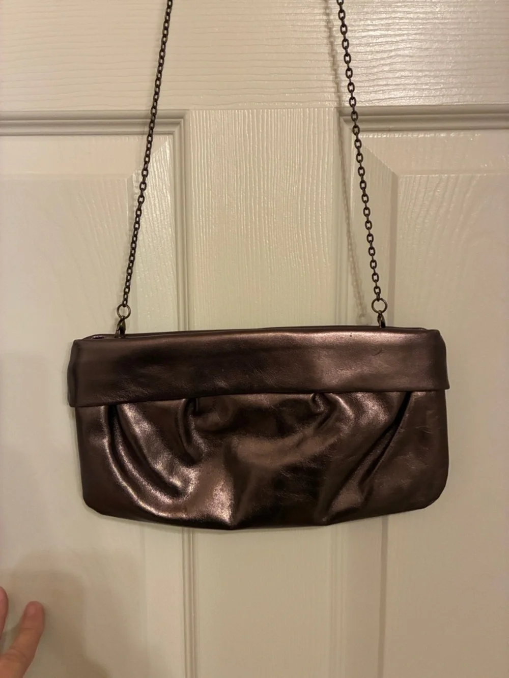 Doncaster Metallic Brown Wristlet Clutch with Chain Strap
